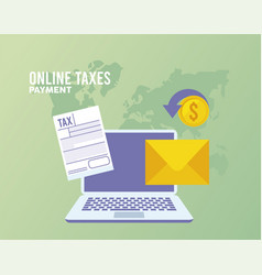 Online Taxes Payment With Documents In Laptop