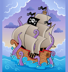 Pirate Ship With Tentacles In Storm