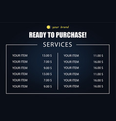 Service Price Menu Flat Design