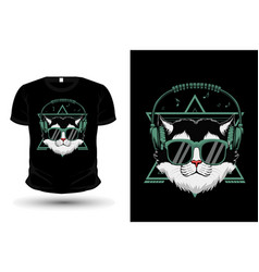 Cat Wears Headphones Shirt Design