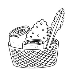 Fried Ice Cream Rolls In Hand Drawn Doodle Style