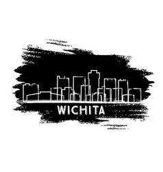 Wichita Kansas City Skyline Silhouette Hand Drawn