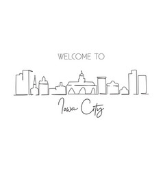 Continuous One Line Drawing Iowa City Skyline