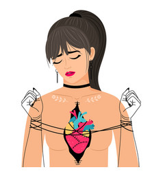 Girl Heart Pain Concept Woman Breast Pain