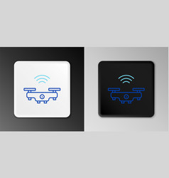 Line Smart Drone System Icon Isolated On Grey