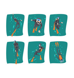 Scuba Diving Man And Woman With Breathing