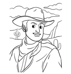 Cowboy In The Desert Coloring Page For Kids