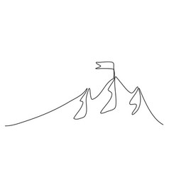 Flag On The Top Of Mountain One Line Drawing