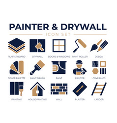 Painter And Drywall Icon Set