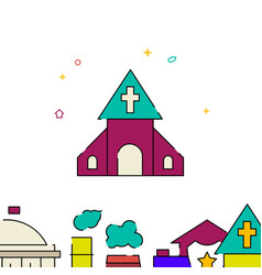 Village Church Filled Line Icon Simple