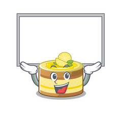 A Lemon Cake Mascot Picture Raised Up Board