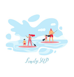 Family Standup Paddleboarding Flat Banner