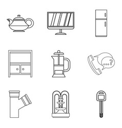 Metochion Icons Set Outline Style