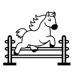 Horse Jumping Over A Fence In Cartoon Style