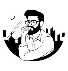 Businessman With Glasses And Beard Thinking About