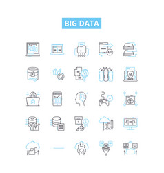 Big Data Line Icons Set Hadoop Analytics