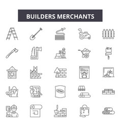 Builders Merchants Line Icons Signs Set