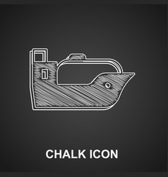 Chalk Oil Tanker Ship Icon Isolated On Black