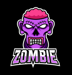 Crazy Zombie Scary Brain Mascot Gaming Logo