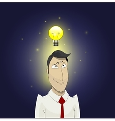 Light Bulb Above Head Of Cartoon Man