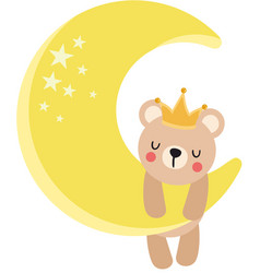 Baby Teddy Bear Hanging On Yellow Moon