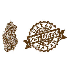 Collage Map Of Qatar With Coffee Beans