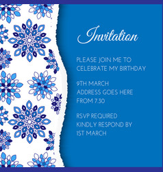 Royal Blue Elegant Floral Invitation Background