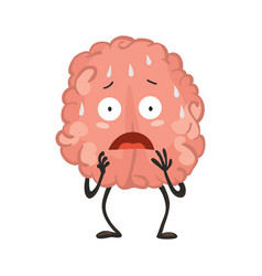 Funny tired stressed out brain sweating and lying Vector Image