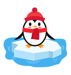 Cartoon Penguin On Ice Chunk