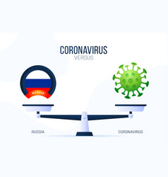 Coronavirus Or Russia Creative Concept Of Scales