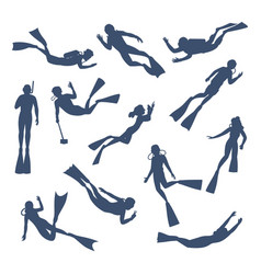 Divers Silhouettes Scuba Diving Snorkeling