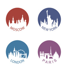 Travel destinations icon set Royalty Free Vector Image