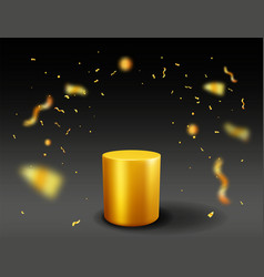 3d Gold Podium With Confetti On Black Background