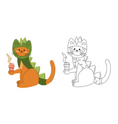 A Cat Character In Dragon Costume With Glass