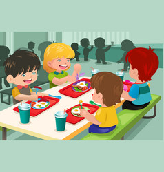 Elementary Students Eating Lunch In Cafeteria