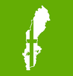 Map Of Sweden Icon Green