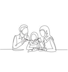 Single Continuous Line Drawing Arabian Family