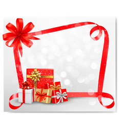 Holiday Background With Red Gift Bow And Gift