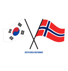 South Korea And Norway Flags Crossed And Waving