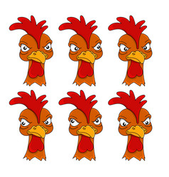 Angry Rooster Set Of Different Eye Movements