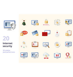 Internet Security Set Creative Icons Face