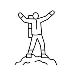 Mountaineer On The Top Adventure Line Icon