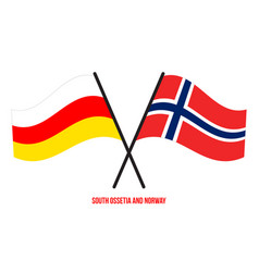 South Ossetia And Norway Flags Crossed And Waving