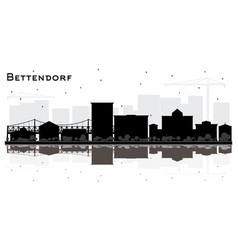 Bettendorf Iowa City Skyline Silhouette