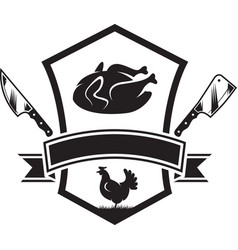 Butcher Chicken Logo With Knife Concept