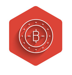 White Line Cryptocurrency Coin Bitcoin Icon