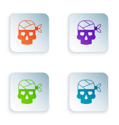 Color Pirate Captain Icon Isolated On White