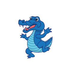 Cute Alligator Or Crocodile In Cartoon Style