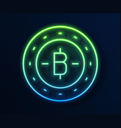 Glowing Neon Line Cryptocurrency Coin Bitcoin