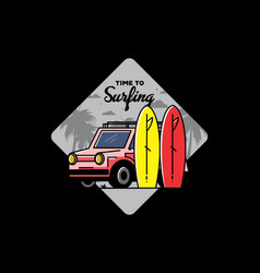 Small Car And Two Surfboards